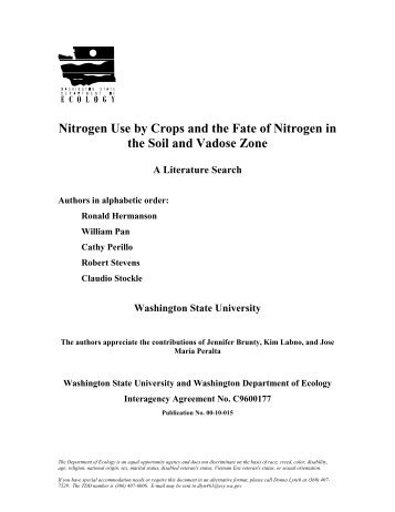 Nitrogen Use by Crops and the Fate of Nitrogen in the soil and ...