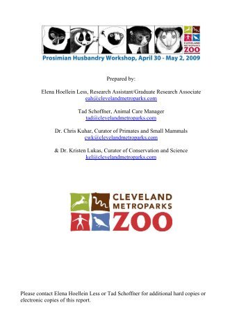 First Prosimian Husbandry Workshop 2009 - Cleveland Metroparks ...