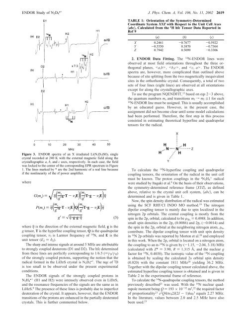 ENDOR Study of 14N Hyperfine and Quadrupole Couplings of ...