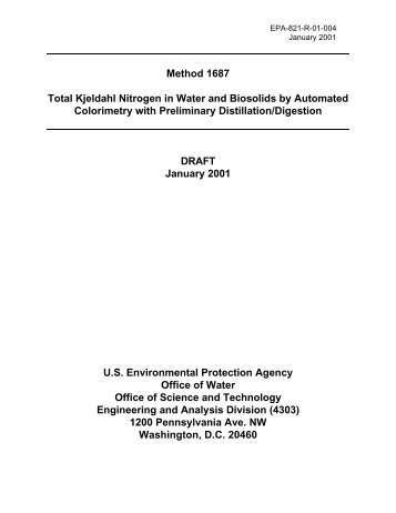 Method 1687: Total Kjeldahl Nitrogen in Water and Biosolids by ...