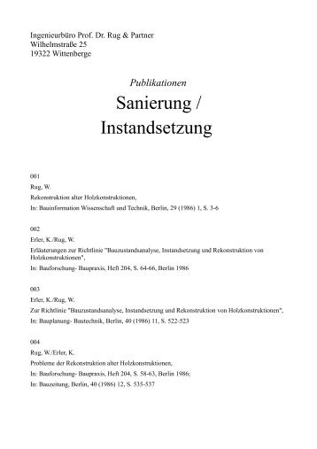 Liste als PDF - Dr. Rug & Partner