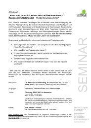 Ausschreibung Reklamtionsseminar