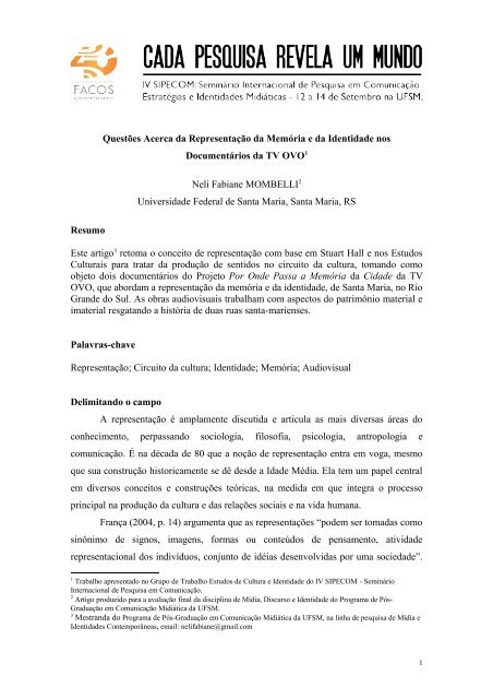 HALL Stuart. Cultura e Representacao, PDF, Antropologia