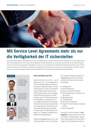 Mit Service Level Agreements mehr als nur die Verfügbarkeit der IT ...