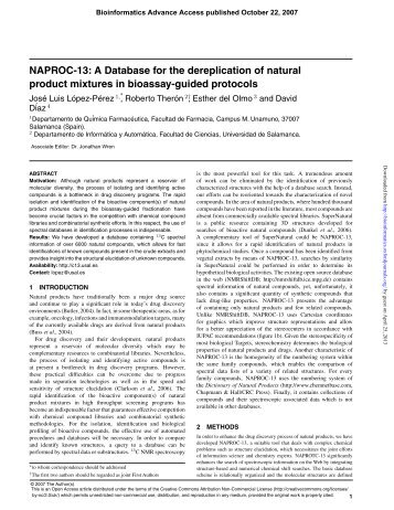 NAPROC-13: A Database for the dereplication of ... - Bioinformatics