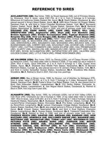 Reference to Sires (pdf) - Tattersalls (Ireland)