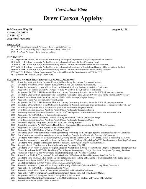 Iupui Psychology Degree Map Drew Carson Appleby - Psychology @ Iupui