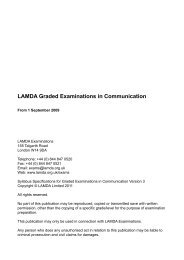 LAMDA Graded Examinations in Communication