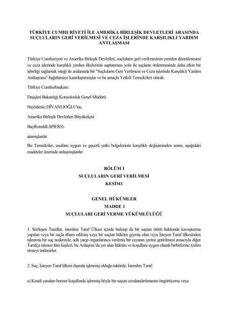 türkiye cumhuriyeti île amerika birleşik devletleri - Adalet Bakanlığı