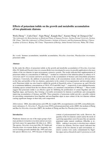 Effects of potassium iodide on the growth and - AseanBiodiversity.info