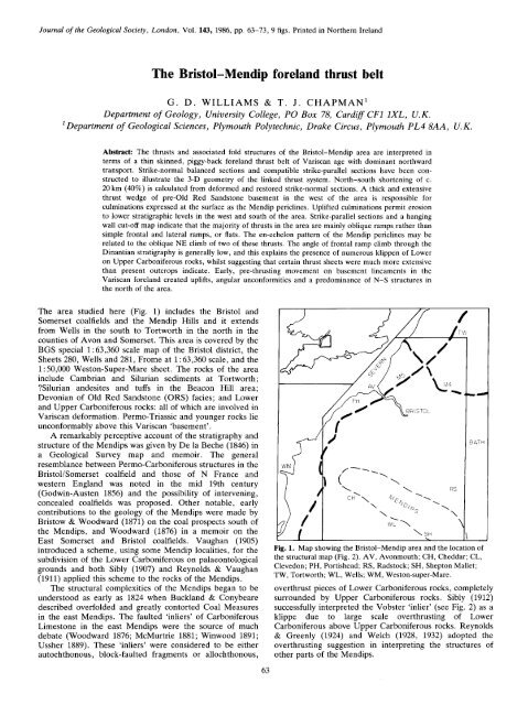 The Bristol-Mendip foreland thrust belt - Department of Earth Sciences