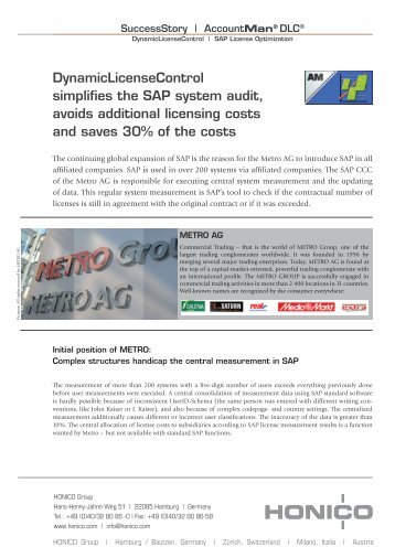 DynamicLicenseControl simplifies the SAP system audit ... - HONICO