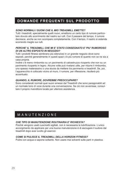 MANUALE DEGLI UTENTI - Horizon Fitness