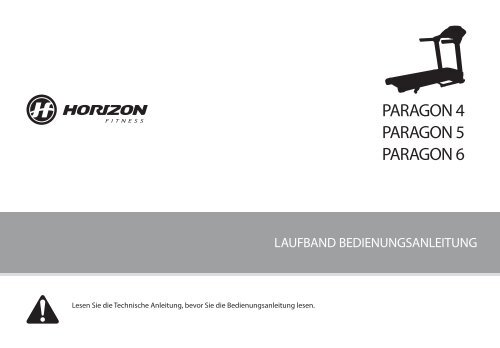 Bedienungsanleitung Paragon 6 / Paragon 5 ... - Horizon Fitness