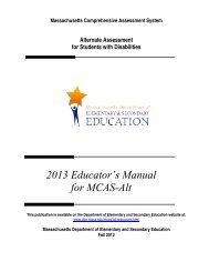 2013 Educator's Manual for MCAS-Alt - Massachusetts Department ...