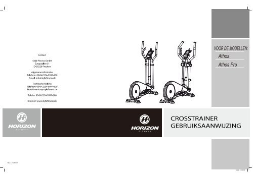 Montage-instructie - Gebruiksaanwijzing Athos Serie - Horizon Fitness