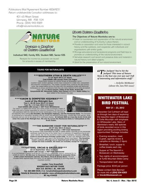 View/Download Newsletter (.pdf, 5.21 MB) - Nature Manitoba