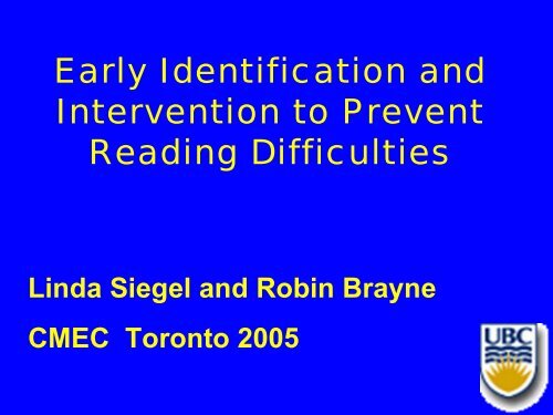 Early Identification and Intervention to Prevent Reading Difficulties