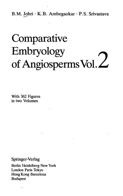 Comparative Embryology Of Angiosperms Vol2 -