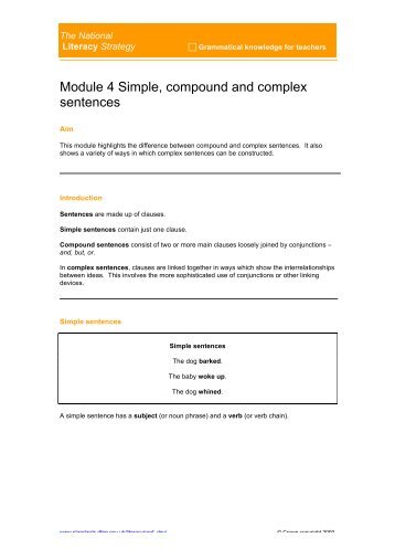NLS Simple, compound and complex sentences - Czone