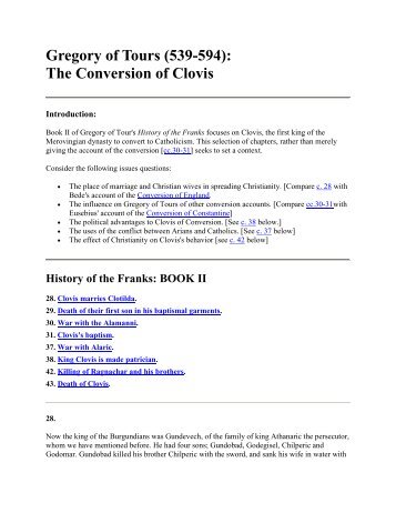 Gregory of Tours (539-594): The Conversion of Clovis