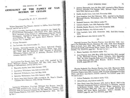 genealogy of the family of van buuren of ceylon - Dutch Burgher ...