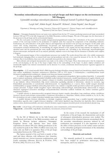 Secondary mineralization processes in coal pit heaps and their ...