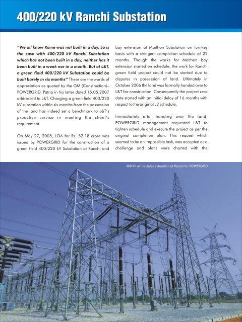 Oct - Dec 2009 • Vol. No. 32 Issue No. 2 • - L&T Construction