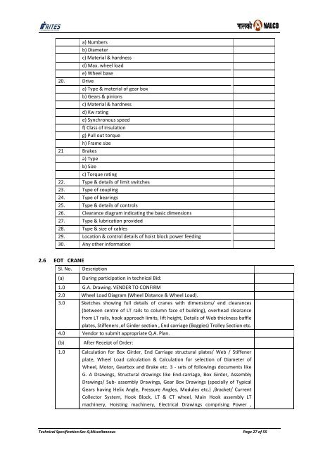 NATIONAL ALUMINIUM COMPANY LIMITED - Rites