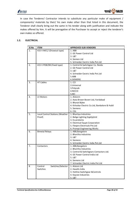 NATIONAL ALUMINIUM COMPANY LIMITED - Rites