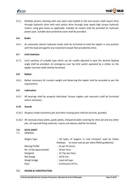 NATIONAL ALUMINIUM COMPANY LIMITED - Rites