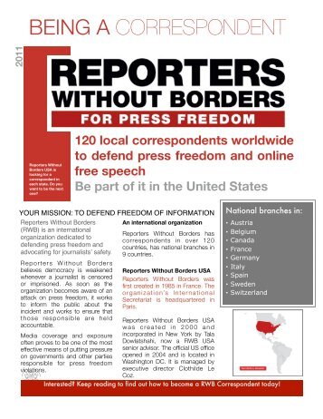 BEING A CORRESPONDENT - Reporters Without Borders