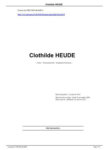 Clothilde HEUDE - Université de Caen Basse Normandie