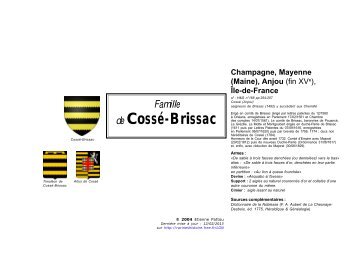 de Cossé-Brissac - Racines & Histoire - Free