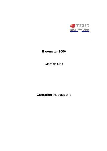 Elcometer 3000 Clemen Unit Operating Instructions