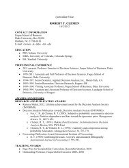 Curriculum Vitae ROBERT T. CLEMEN - Duke University's Fuqua ...