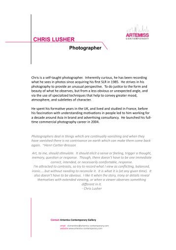 CHRIS LUSHER biography english .pptx - Artemiss Contemporary