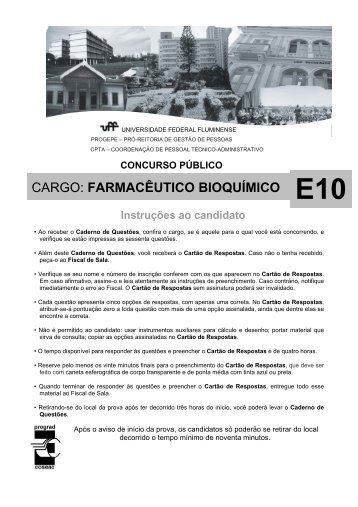 CARGO: FARMACÊUTICO BIOQUÍMICO - UFF