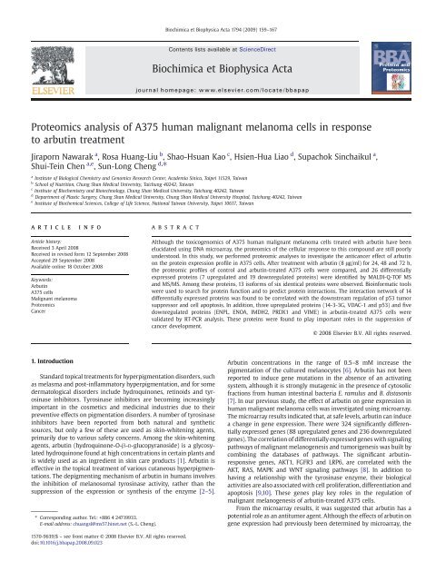 Proteomics analysis of A375 human malignant melanoma cells in ...