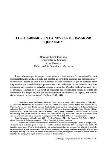 Los arabismos en la novela de Raymond Queneau