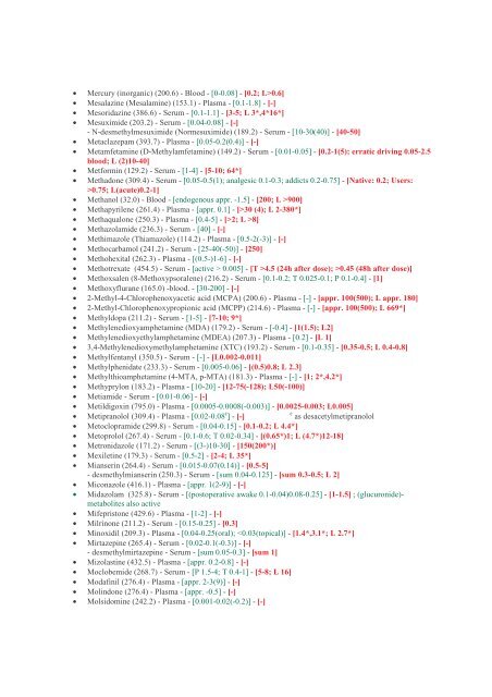 "TIAFT reference blood level list of therapeutic and toxic ... - GTFCh