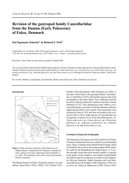 Revision of the gastropod family Cancellariidae from the Danian ...