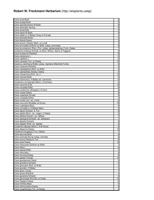 Robert W. Freckmann Herbarium (http://wisplants.uwsp)