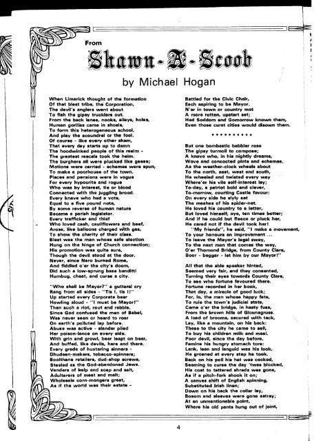 From Shawn A Scoob Poem By Michael Hogan Limerick City Council