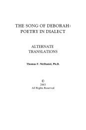 the song of deborah: poetry in dialect - McDaniel's Web Page