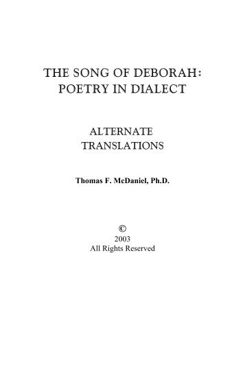 the song of deborah: poetry in dialect - McDaniel's Web Page