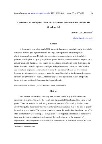 A burocracia ea aplicação da Lei de Terras - Outros Tempos - Uema