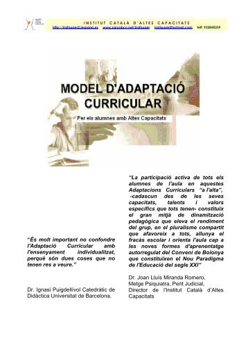 model d'adaptació curricular - Institut Català d'Altes Capacitats