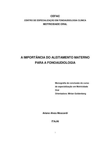 a importância do aleitamento materno para a fonoaudiologia - CEFAC