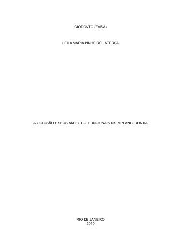 A oclusão e seus aspectos funcionais na implantodontia